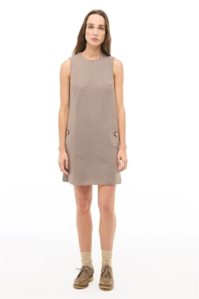 Perspective Brown Floral Patterned Short Dress