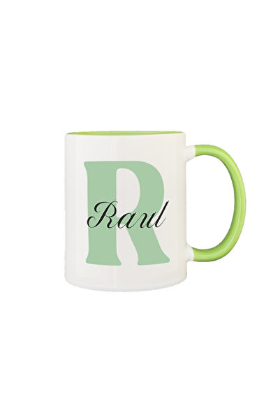 AFFIX THE DIFFERENT PERSPECTIVE Personalized mug, white with green interior a...