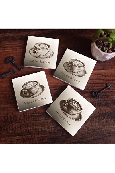 Nacario Nrcrioshop Coffee Stone Coaster Set - 4 Pieces - Decorative, Rustic K...