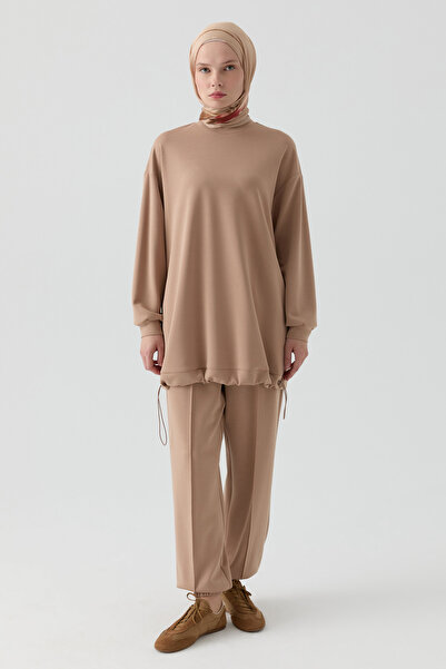 Tuğba Örme Tunik Pantolon Takım - Fındık