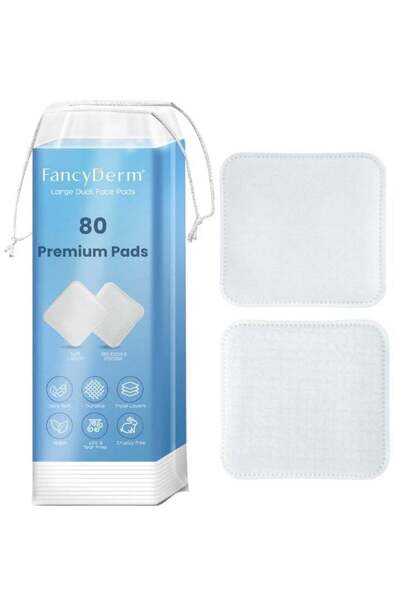 GENERIC4 FancyDerm Cotton Pads Makeup for Face, 80 Large Dual Sided