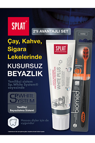Splat Beyazlatıcı Diş Bakım Seti Sigara İçenlere Özel White Plus Diş Macunu +...