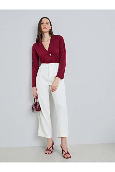 Styli Women White Wide Leg Trousers