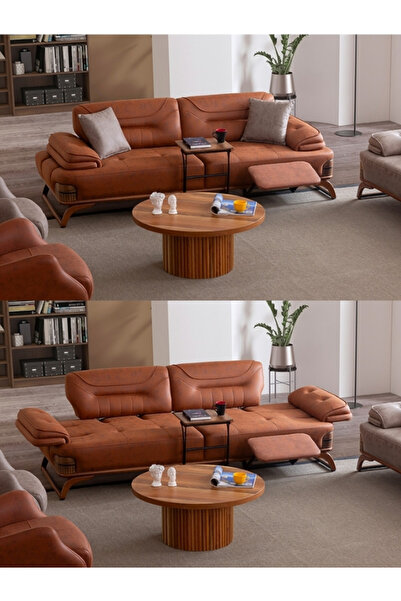 Mobilyaminegolden Jaguar Gizlenebilir Ayak Uzatma ve Sehpa modüllü 3'lü Kanep...