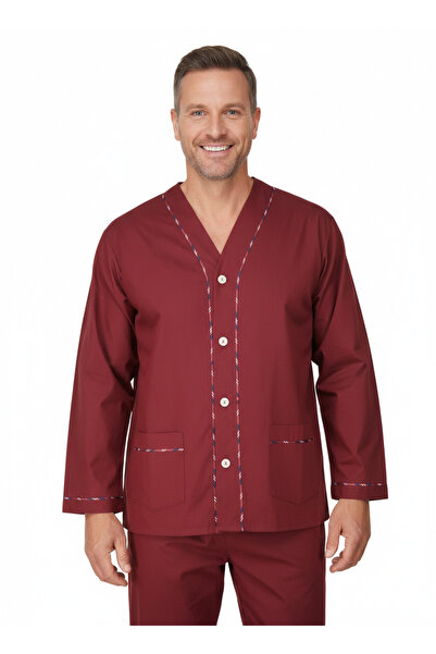 Oppland طقم بيجامة رجالي 100% قطن، موديل ساراي، مريح مع جيوب، مقاس كامل