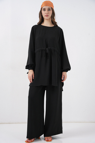 Bigdart Women's Long Tunic Pants Double Set 6719 - Black