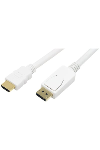 LogiLink Кабел DisplayPort към HDMI, 2 м, максимална резолюция 1920x1080, бял
