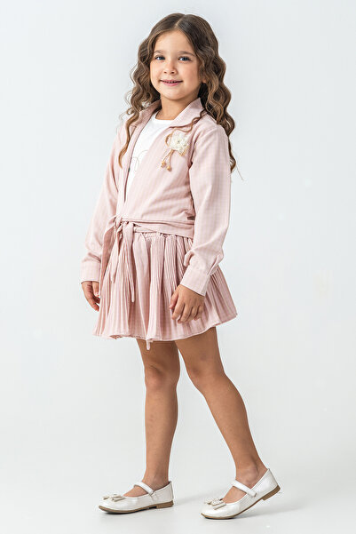 kinderos Girl's 3-Piece Set with Gingham Jacket and Skirt - 26K 2230