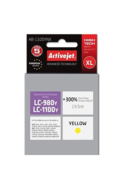 ActiveJet Yellow Ink Cartridge AB-1100Y for Brother Printer