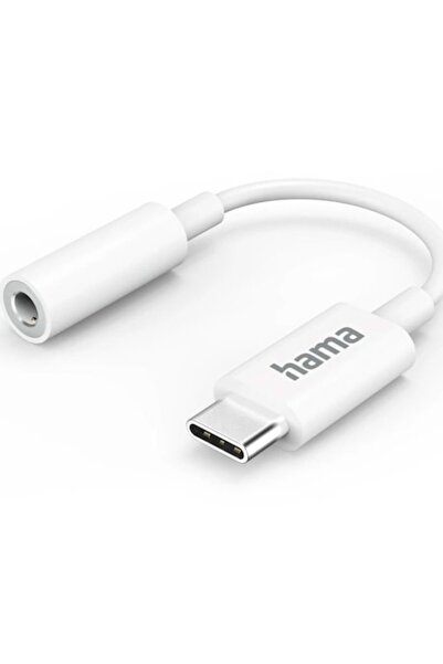 Hama USB-C адаптер - спомагателен, 3.5 мм жак, бял