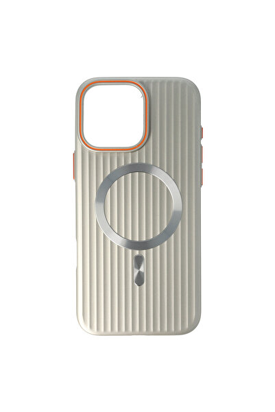 SEP Husa PC Metallic Lines Magsafe Apple iPhone 15 Pro Max Crem