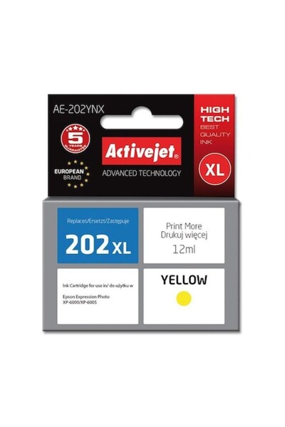 ActiveJet Ink Cartridge for Epson 202XL H44010/Supreme, 12 ml, Yellow
