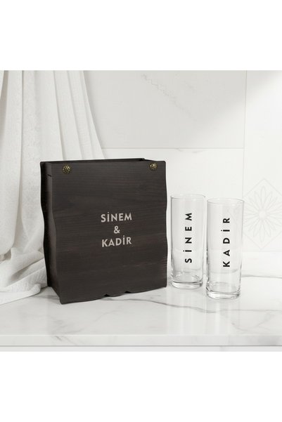 hediyekralı Kişiye Özel İsimli 2’li Votka Bardağı | Ahşap Kutulu Özel Notlu
