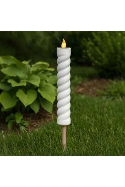 SHOPIENS Solar Stick Lamp with Candle & LED Model Ecru Brown 31 cm