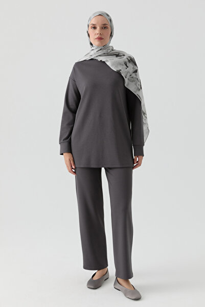 Tuğba Işıltılı Taş Detaylı Tunik Takım - Antrasit