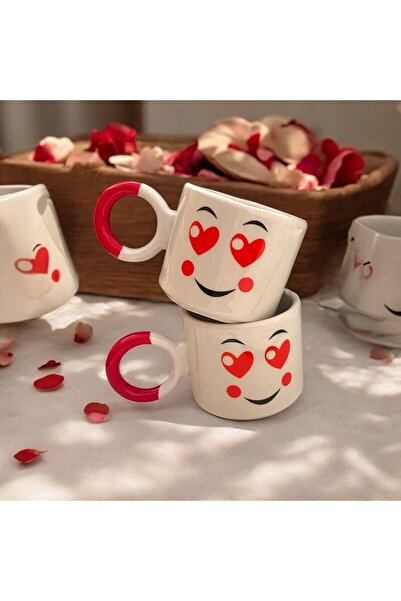 Nacario Nrcrioshop Handmade Red Heart Eye and Smiling Face Tea Coffee Gift Se...