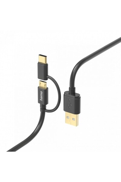 Hama Cablu de date USB/USB Tip-C 2 în 1, 1 m, negru