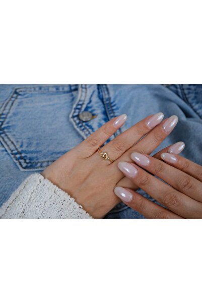 ATELİER TUĞBA خاتم YZK237 قابل للتعديل بتفاصيل على شكل قلب مرصع بالأحجار