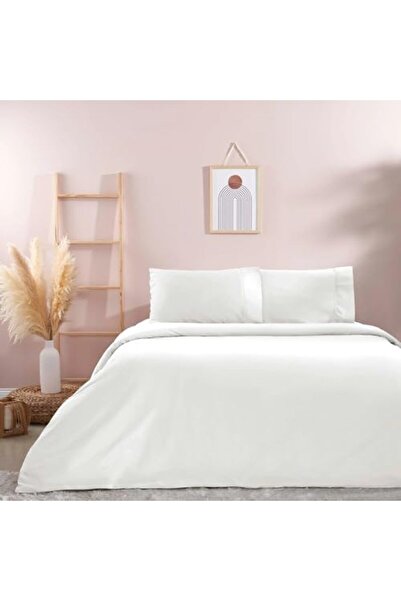 Yıldızan طقم غطاء لحاف قطني سادة من esnshop، أبيض، مقاس فردي 1209132