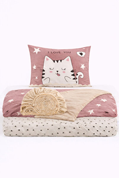İQON Elastic Sheet Duvet Cover Set Single Size Otlt1 Svml Kdlr Glkrss