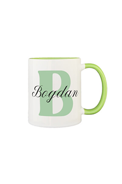 AFFIX THE DIFFERENT PERSPECTIVE Personalized mug, white with green interior a...