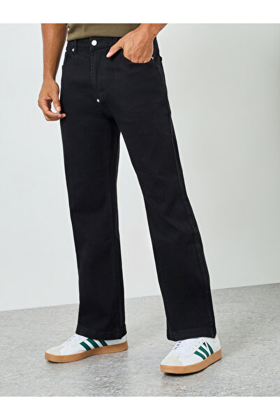 Styli Men Black Solid Carpenter Fit Jeans