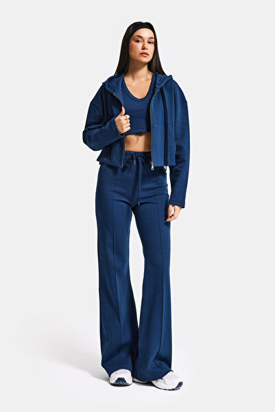 it's basic Women's Navy Blue S6-56 Knitted Fabric Flare Sweatpants Bustier an...