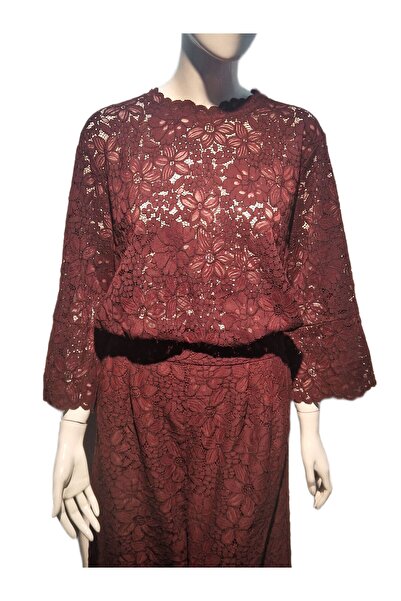 FASHION Floral lace set, 3/4 flared pants with elastic waist, with blouse