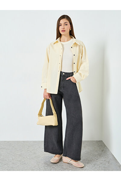 Styli Women Charcoal High Rise Wide Leg Jeans