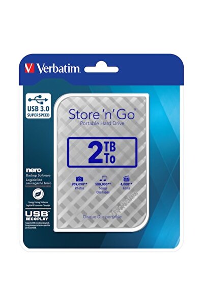 Verbatim Φορητή συσκευή Store 'n' Go 2TB 2.5" USB 3.0, Ασημί