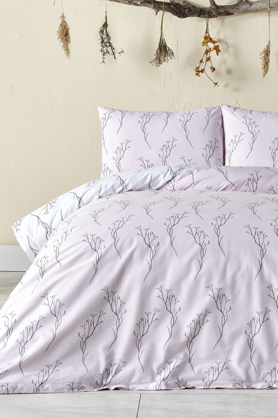 Doqu Home طقم غطاء لحاف فردي من فيستيفال نرجس - بودرة