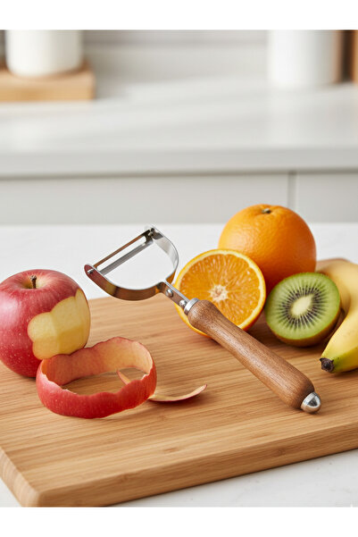 AiroBazar Stainless Steel Luxury Vegetable Fruit Peeler with Wooden Handle Pr...