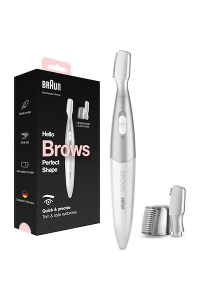 Braun FG1106 Precision Trimmer for Eyebrows, Battery Operated, White/Silver