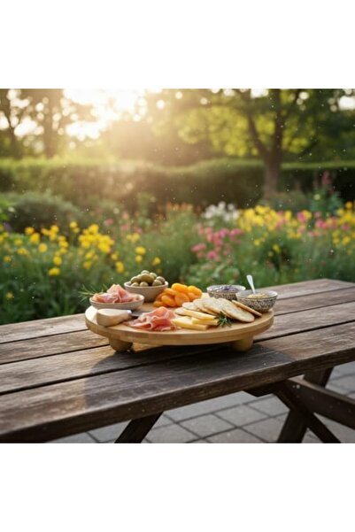 Nacario Nrcrioshop Bamboo Round Presentation Tray with Footed Base – Natural ...