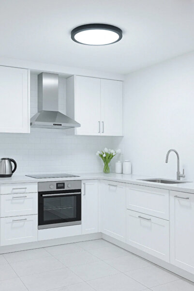 ENFE Modern Tavana Sıfır Led Lamba Buz Beyaz Işık Siyah Metal Kasa Salon Mutf...