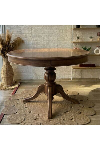 silla Concept Baba Ayaklı Masa Ahşap Yuvarlak Koyu Ceviz Renkli Açılır Masa (...