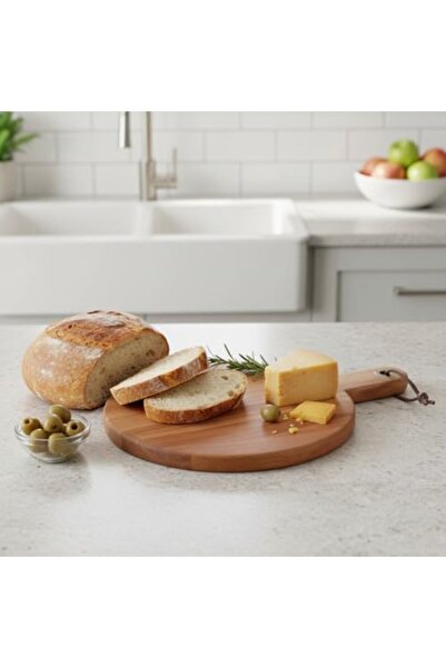 Nacario طبق تقديم دائري من خشب الأكاسيا من نركريوشوب (20x30 سم) |   بمقبض أنو...