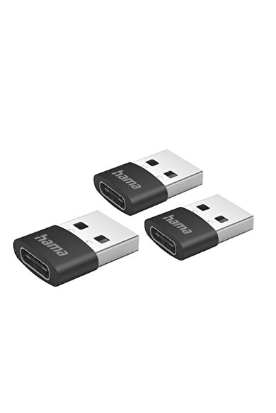 Hama Set of 3 USB-A to USB-C Adapters, Hama, Black