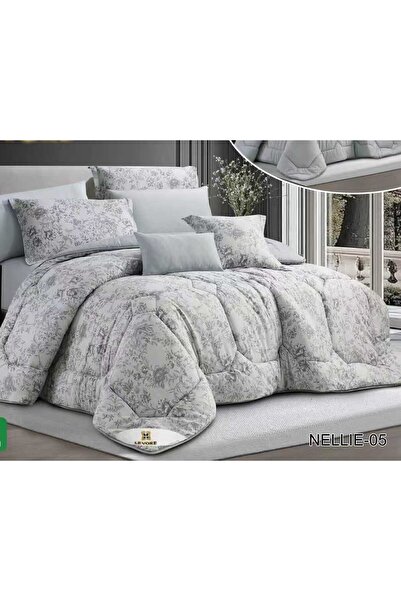 alzawia Luxury 8-piece summer double bed set with a floral pattern, cotton