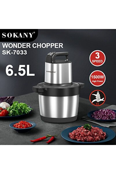 Generic SOKANY 6.5L 1500W Electric Food Chopper – 3-Speed Multi-Functional Me...