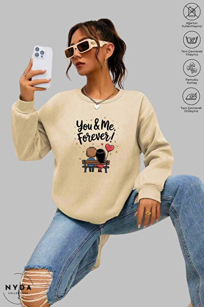 Nyda Collections Unisex Forever Printed Crew Neck Hoodless Oversized 100% Cot...