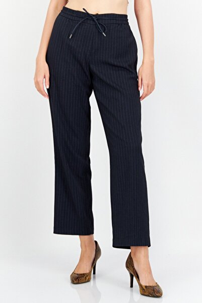 Esprit Women Stripe Drawstring Length 30 Pants, Navy