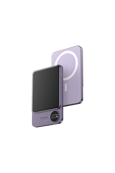 V-TAC Magnetic External Battery with Display, V-TAC, 5000mAh, 20W, 5V, Purple