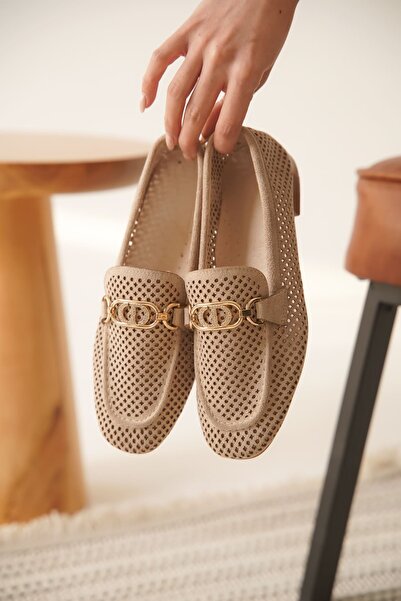 Zerenyus Balerini de zi cu zi Sally Premium pentru femei, bej, din nurcă