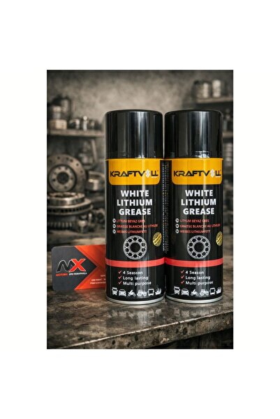 MOTORX Beyaz Lityum Gres Sprey White Lithium Grease 2li Takım 4 Mevsim Profes...