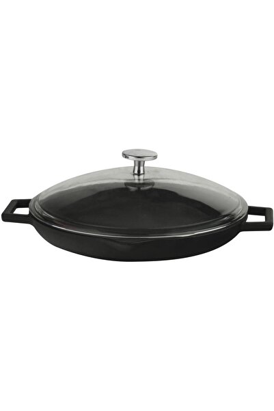 Nacario Nrcrioshop Cast Iron Frying Pan 30 Cm, Black, with Glass Lid 1201248
