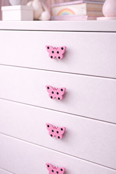 Rekatech Benekli Kelebek Dolap Kulpu – Çocuk Odası Şifonyer ve Çekmece İçin Ş...