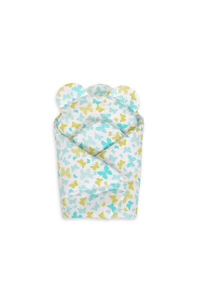 Other Doll swaddle with teddy bear pillow - mint butterflies