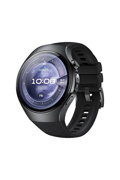 Huawei Watch 5 Smartwatch, 46mm, Black Stainless Steel Case, Fluoroelastomer ...