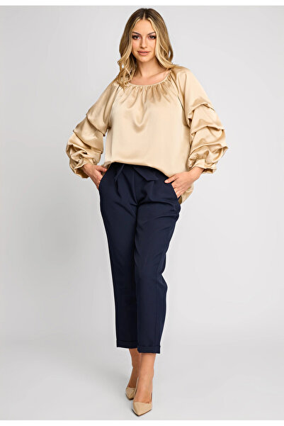 OEM Casual satin blouse, Azalea, with ruffled sleeves